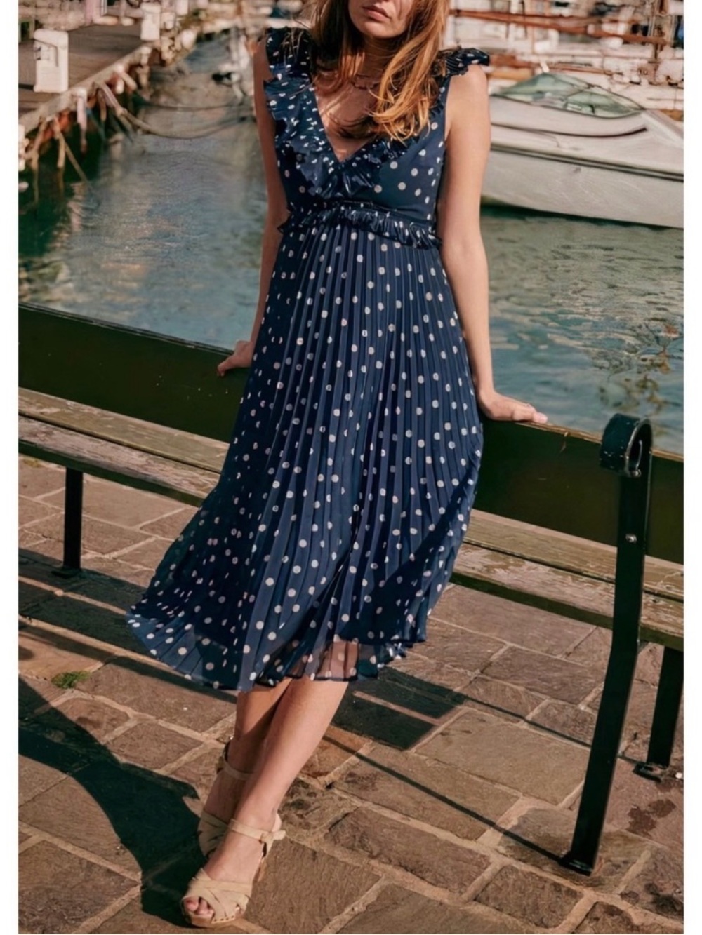 Sezane Midi Polka-Dot rleated
Rachelle Sleeveless dress size 40 us 8 medium navy